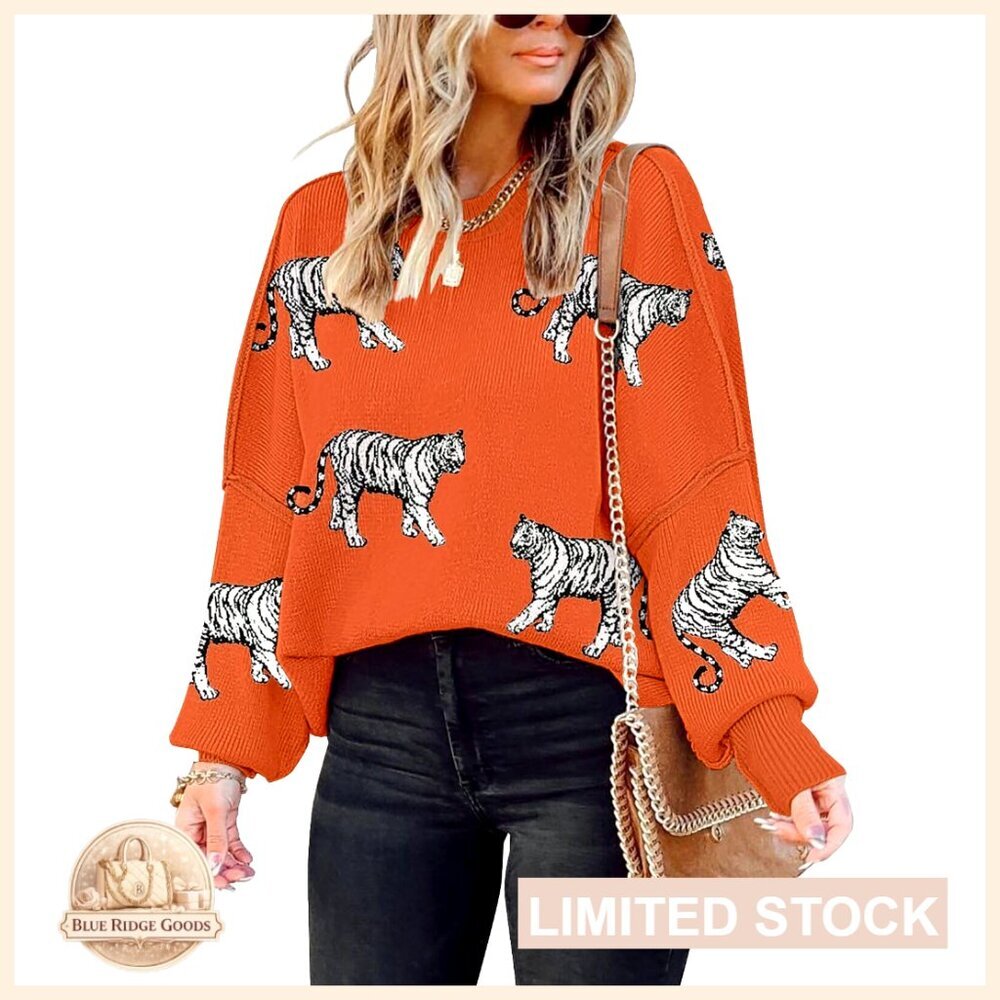 Oversized Pullover Sweater with Batwing Sleeves and Side Split